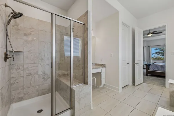 a bathroom with a shower