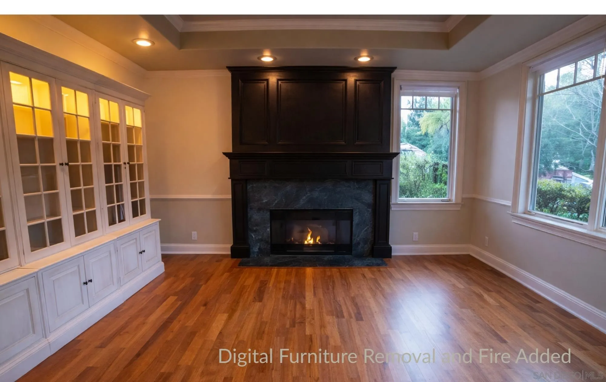 516 Whisper Wind Drive Encinitas, CA 92024 - Photo 10 of 24 Den with furniture digitally removed and fire added