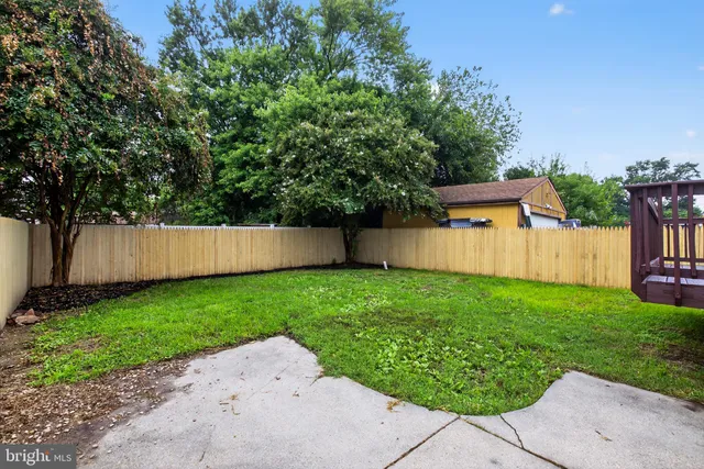 a view of a backyard with a small cabin and a chair