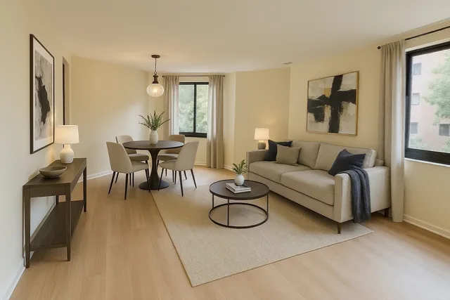 a bedroom with a bed and a couch