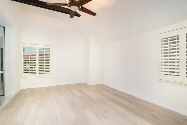 a view of a room with a window