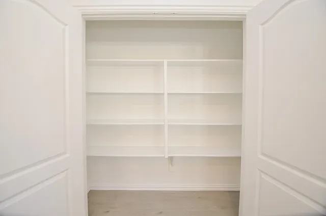 a view of an empty walk in closet