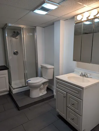 a bathroom with a sink toilet and vanity