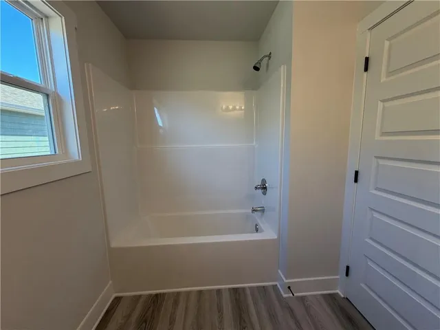a bathroom with a bathtub