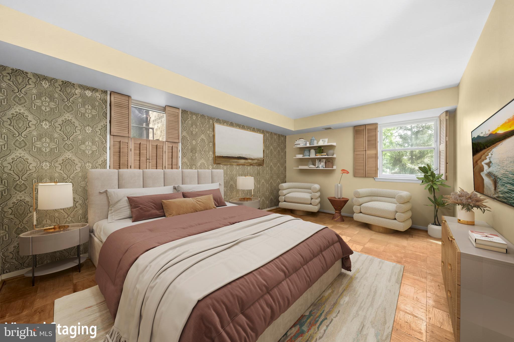 2305 Greenery Lane, Unit T23 Silver Spring, MD 20906 - Photo 22 of 40 a bedroom with a balcony a bed and a couch