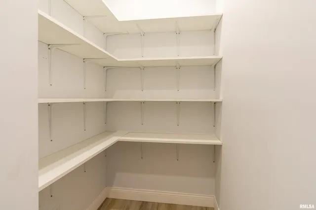 a view of an empty walk in closet