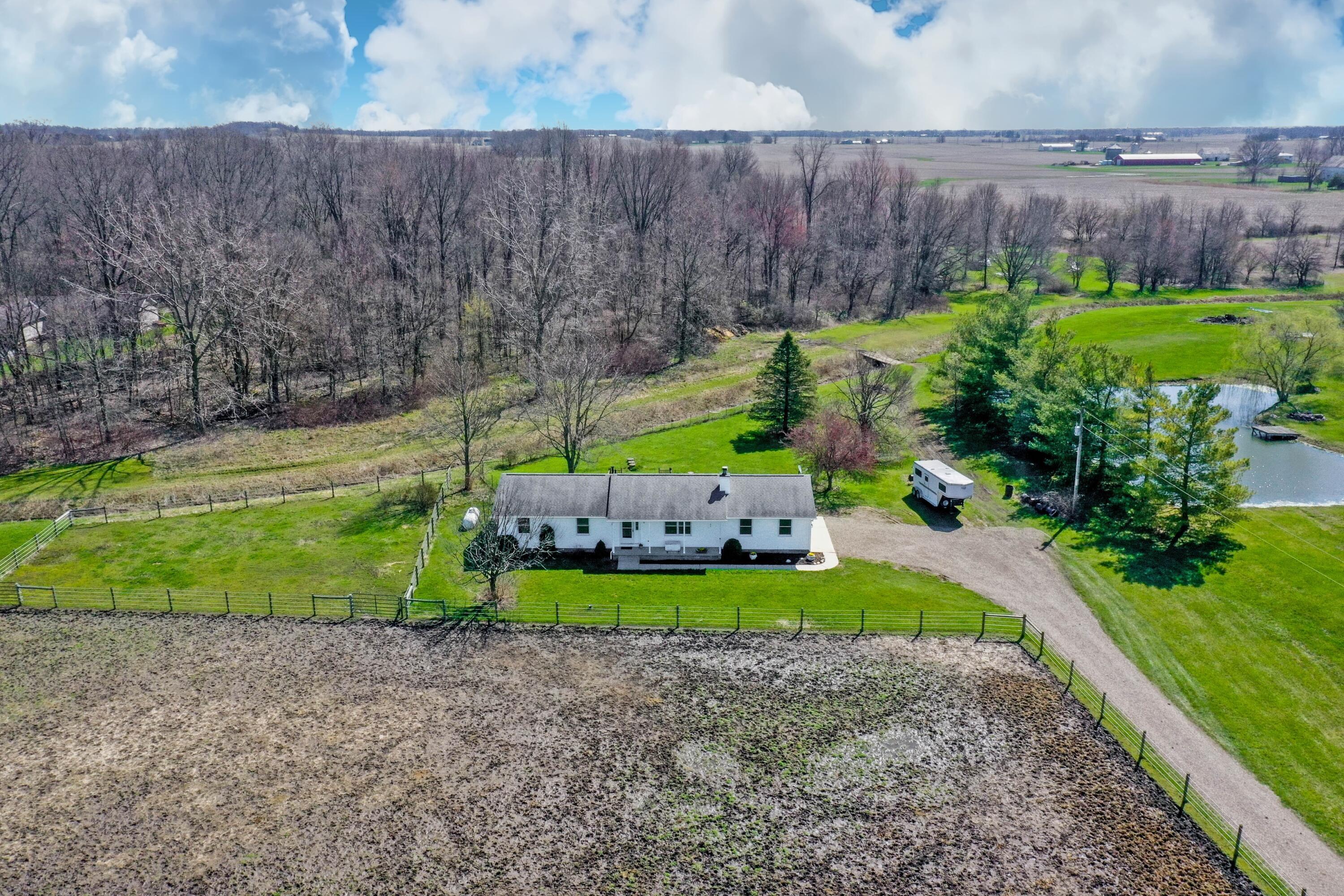 14040 Downing Road Croton, OH 43013 - Photo 61 of 66 52. Front Aerial View of Home & Pastures