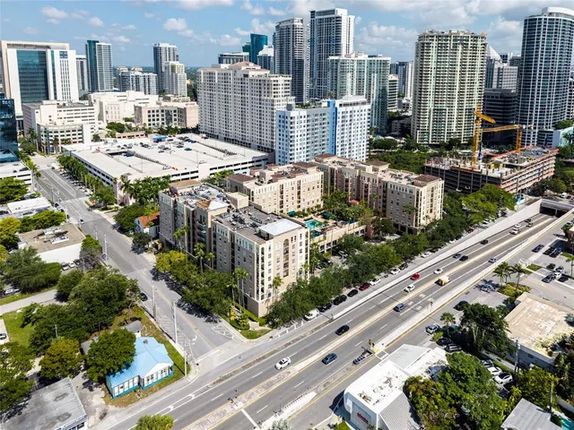 a view of a city with tall buildings