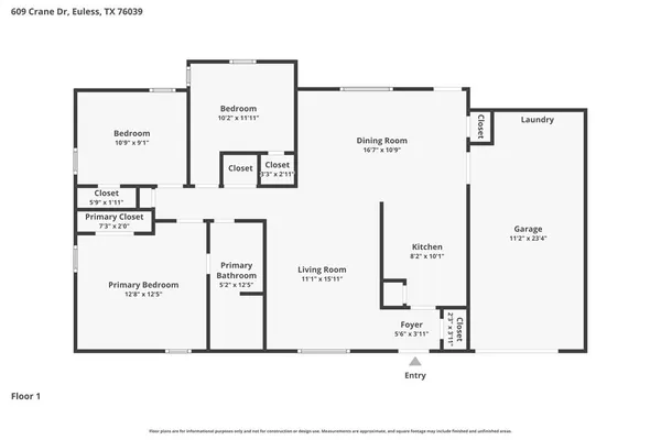 $239,000 | 609 Crane Drive, Euless, TX 76039