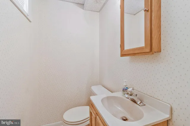 a bathroom with a sink a mirror and a toilet