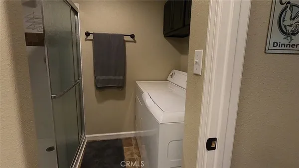 a view of a storage room with racks