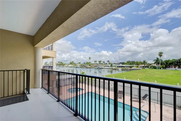 a balcony with outdoor view