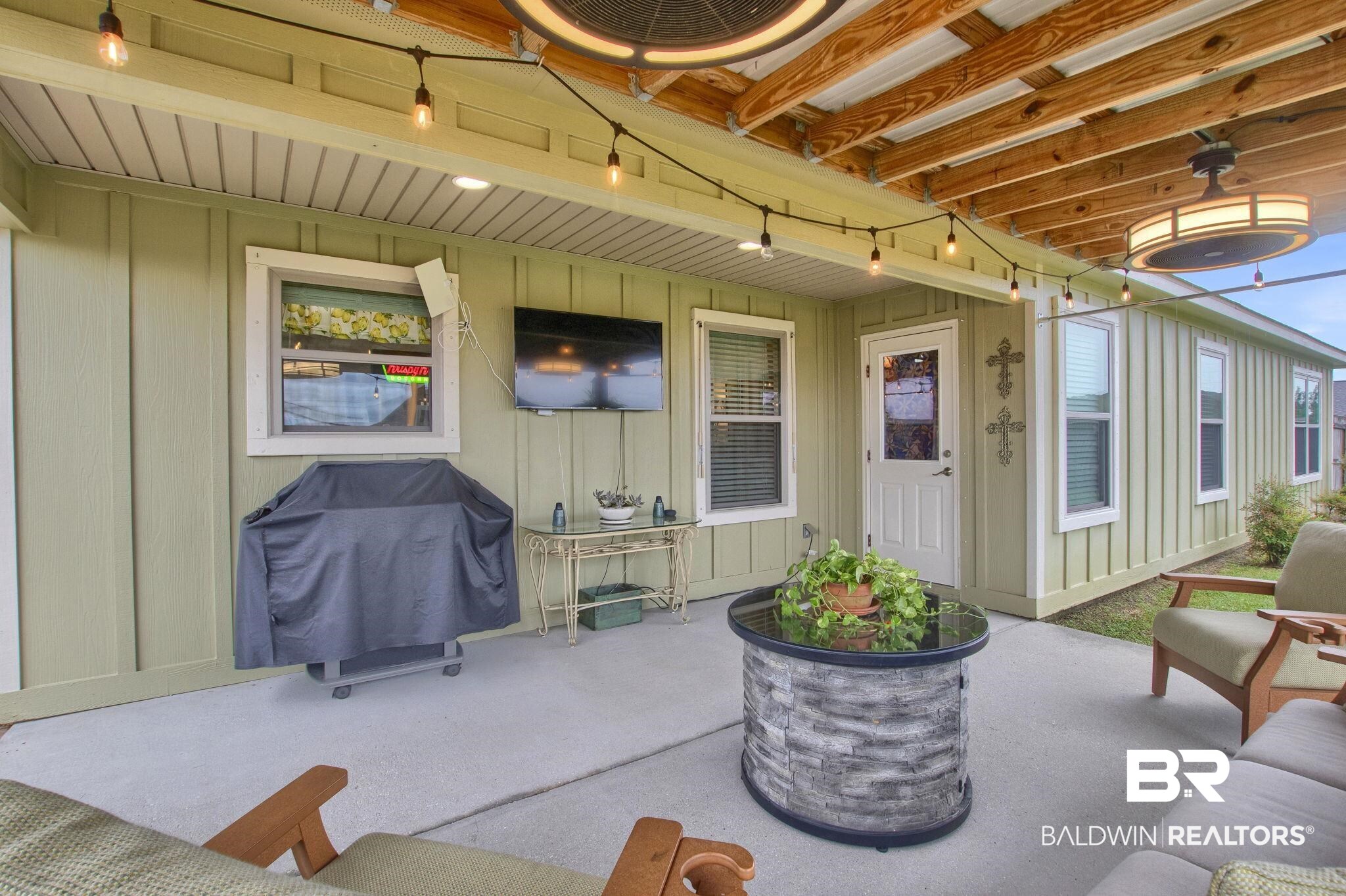 203 Lakefront Circle Summerdale, AL 36580 - Photo 57 of 69 View of patio featuring grilling area and ceiling fan