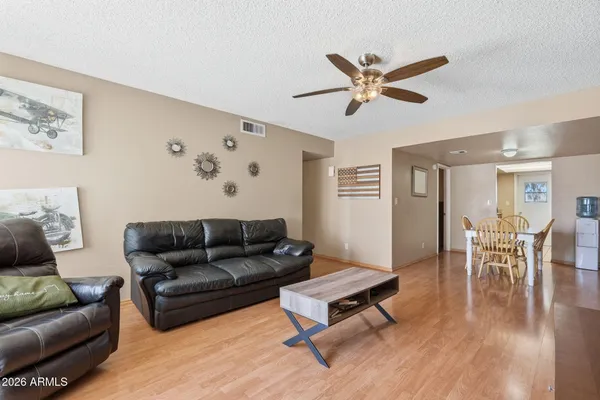 a living room with furniture
