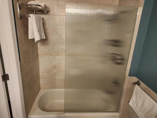 a bathroom with a shower