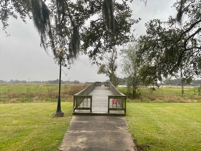 218 Cattle Drive Trail Angleton, TX 77515 - Photo 16 of 34 a view of a lake with a yard and large trees