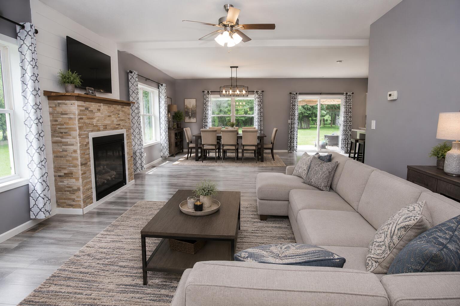 56056 Truman Drive Three Rivers, MI 49093 - Photo 8 of 63 LivingDining rooms virtually staged