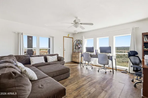 a living room with furniture