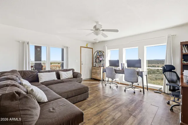a living room with furniture