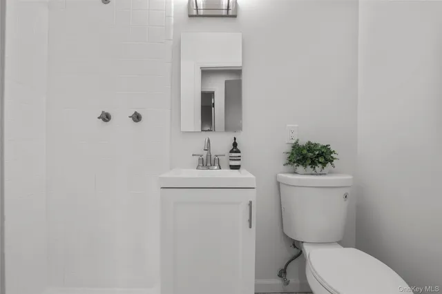 a bathroom with a toilet a sink and mirror