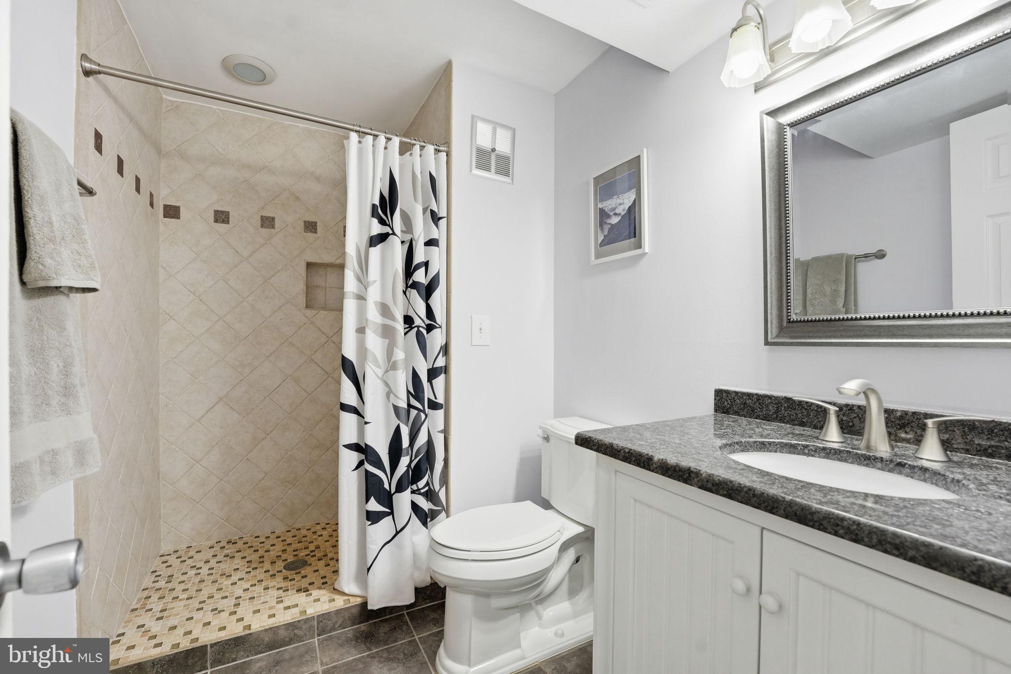 9115 Northedge Drive Springfield, VA 22153 - Photo 36 of 55 a bathroom with a granite countertop sink toilet and shower