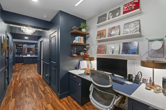 a workspace with furniture