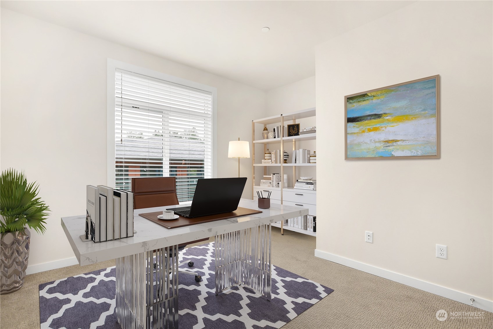 14493 Cedar Grove Road Southeast, Unit D102 Issaquah, WA 98027 - Photo 15 of 23 a view of a workspace with furniture and a bookshelf
