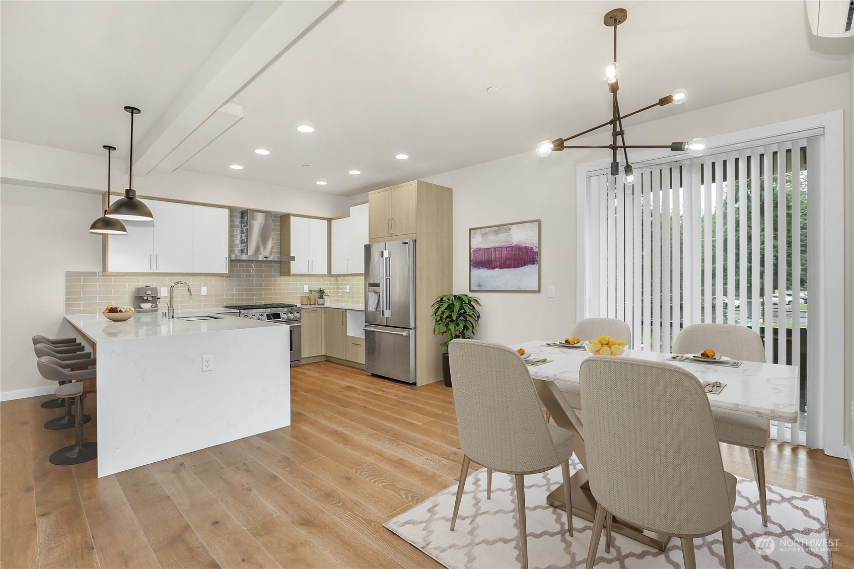 14493 Cedar Grove Road Southeast, Unit D102 Issaquah, WA 98027 - Photo 8 of 23 a living room with stainless steel appliances kitchen island granite countertop furniture and a kitchen view