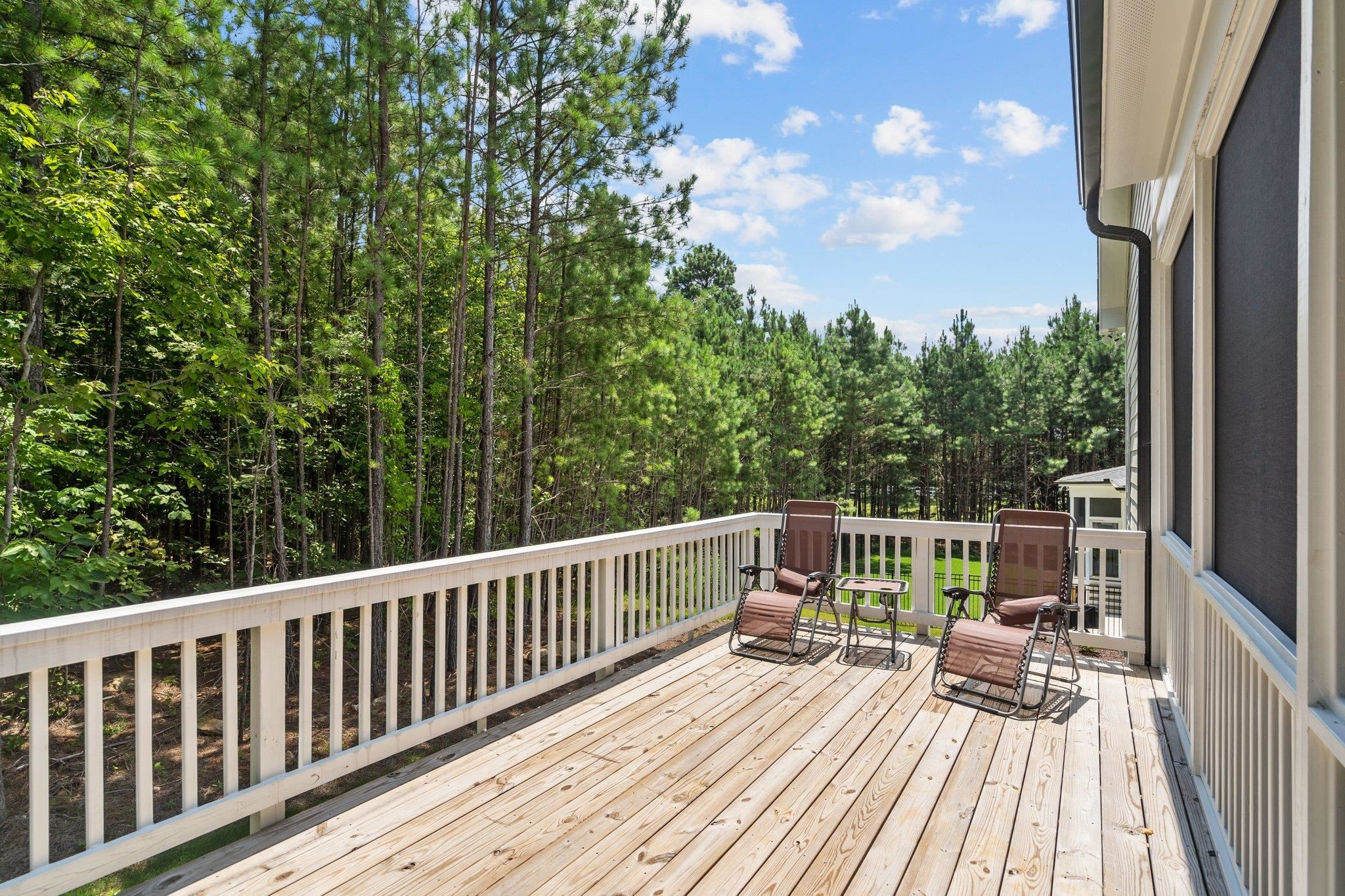116 Brandy Mill Pittsboro, NC 27312 - Photo 36 of 47 a view of balcony with wooden floor and outdoor seating