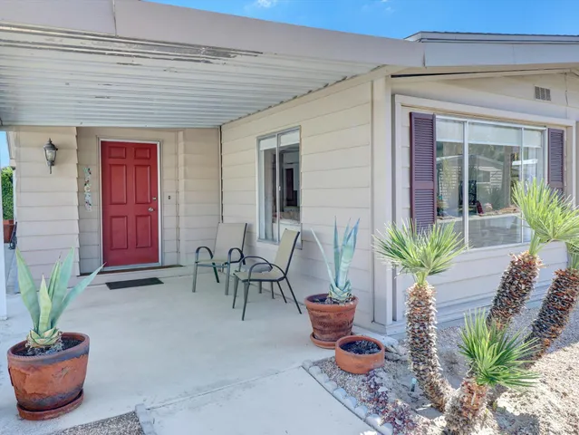a potted plant sitting in front of a house