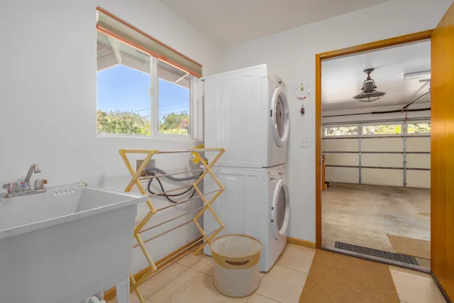 a view of a garage with a bike and a garage