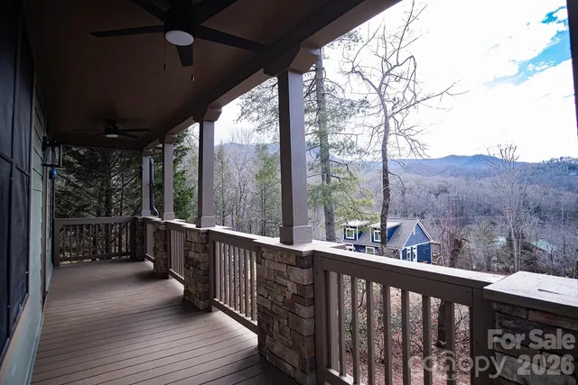 a view of a large window with a balcony