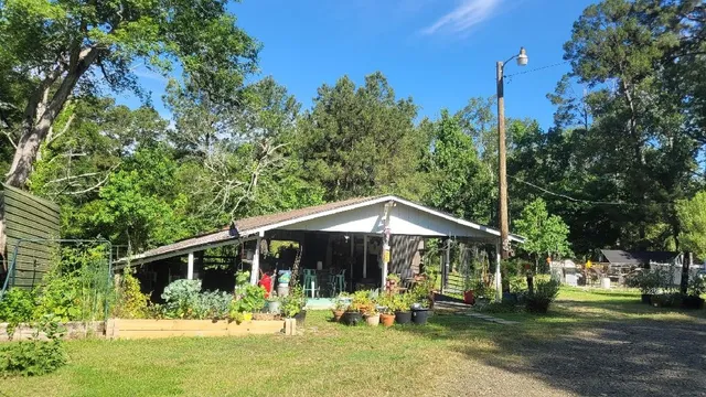 a view of outdoor space with dining area