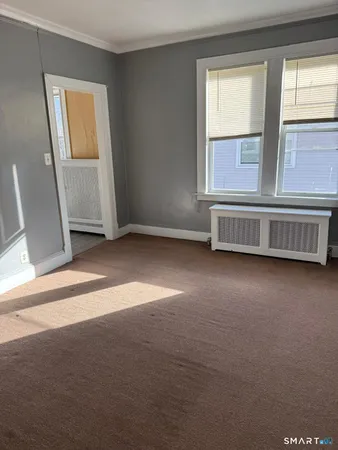 a room with a large window