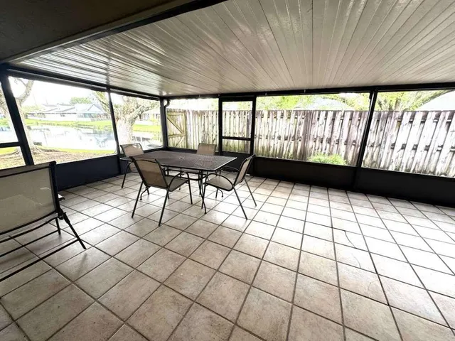 a living room with large window