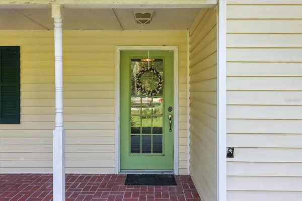a view of a door front of a house