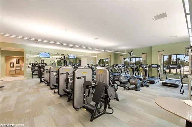 a view of a room with gym equipment