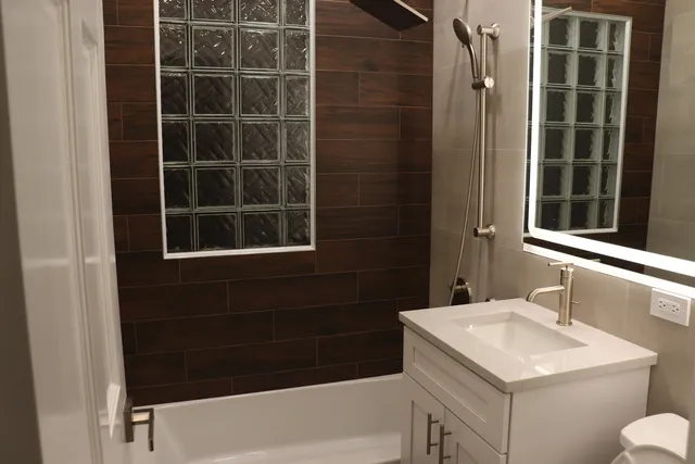 a bathroom with a sink and a bathtub