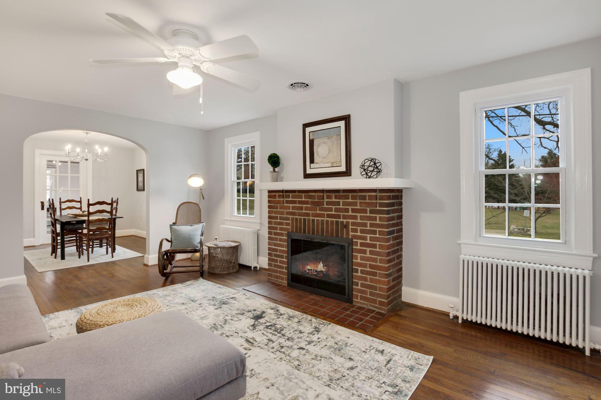 Handsome brick fireplace