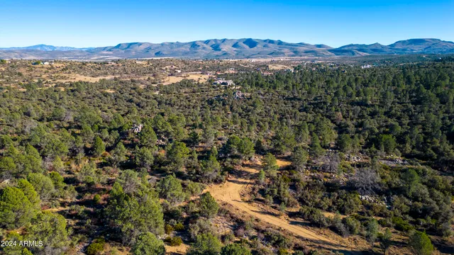 an aerial view of residential house and green space