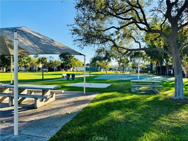 a view of a park with swings
