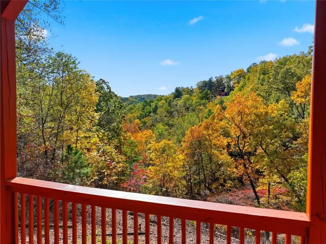 a view of a forest from a balcony