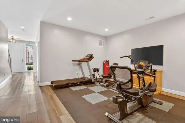 a view of a room with gym equipment