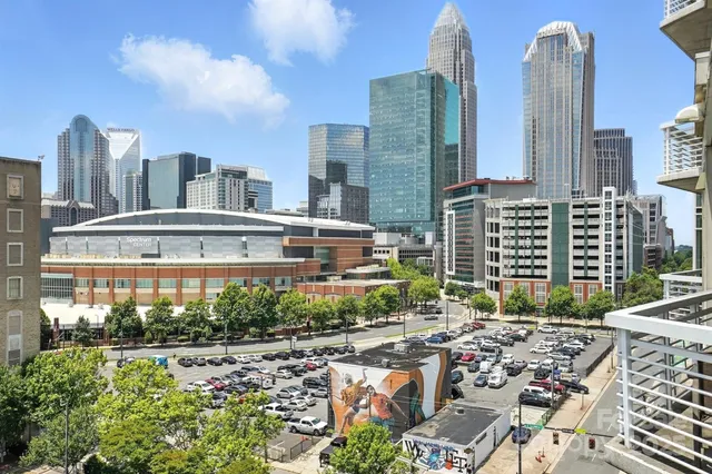 a view of a city with tall buildings