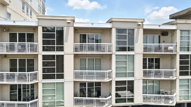 a view of a building with a glass windows