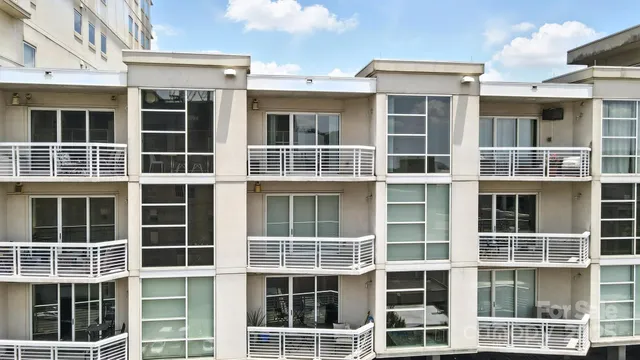 a view of a building with a glass windows