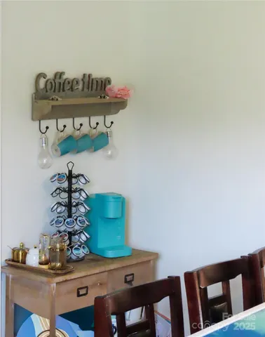 a table with a book shelf