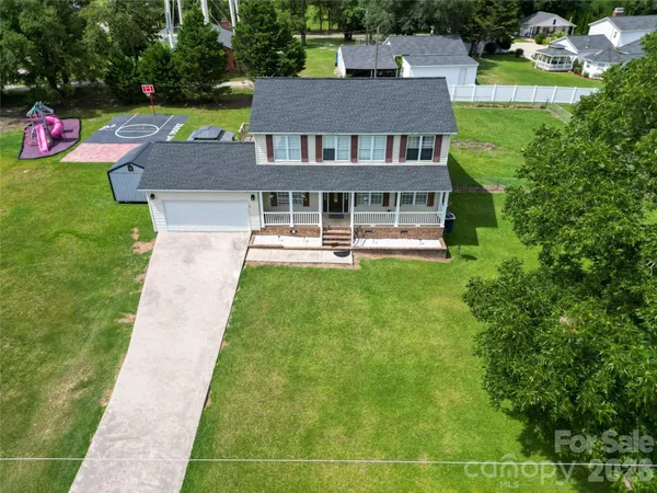 an aerial view of a house
