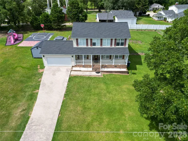 an aerial view of a house