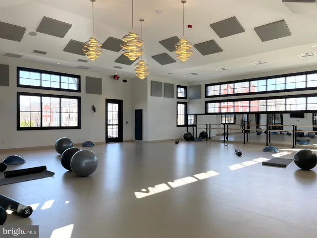 a gym hall with exercise machine
